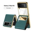 thumbnail image 1 of Case for Samsung Galaxy Z Flip 3 5G 2021 6.7 inch, Slim Kickstand Shockproof Built-in Mirror Protective Cover, Darkgreen, 1 of 8