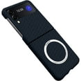 thumbnail image 1 of Case for Samsung Galaxy Z Flip 3 5G Case Compatible with MagSafe Charger Carbon Fiber Minimalist Style Slim Fit Anti-Scratch Shockproof Cover, Blue, 1 of 8