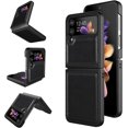 thumbnail image 1 of Case for Samsung Galaxy Z Flip 4 5G (2022) Genuine Leather Back Cover Hard PC Protective Shell Slim Fit Phone Case for Galaxy Z Flip4 - Black, 1 of 7