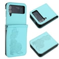 thumbnail image 1 of Case for Samsung Galaxy Z Flip 4, PU Leather Flip Protective Phone Case Emboss Flower Book Case for Samsung Galaxy Z Flip 4 - Lightblue, 1 of 4