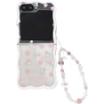 thumbnail image 1 of Case for Samsung Galaxy Z Flip 6 with Chain,Kawaii Floral Pattern Shockproof Protective Cover, Anti-Fall Phone Shell for Girls Women (Pink), 1 of 14