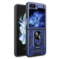 thumbnail image 1 of Case for Samsung Galaxy Z Flip 6 with Kickstand, 360° Rotate Ring Hybrid Rugged Bumper Shockproof Case Cover for Samsung Galaxy Z Flip 6 5G, Blue, 1 of 10