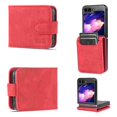 thumbnail image 1 of Case for Samsung Galaxy Z Flip 7, PU Leather Card Slots Magnetic Closure Vintage Shockproof Protective Case for Samsung Galaxy Z Flip 7 - Red, 1 of 12