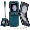 thumbnail image 1 of Case for Samsung Galaxy Z Flip5 2023,Protect PU Leather Cover with Wrist Strap Shockproof Protection Case (Teal), 1 of 16