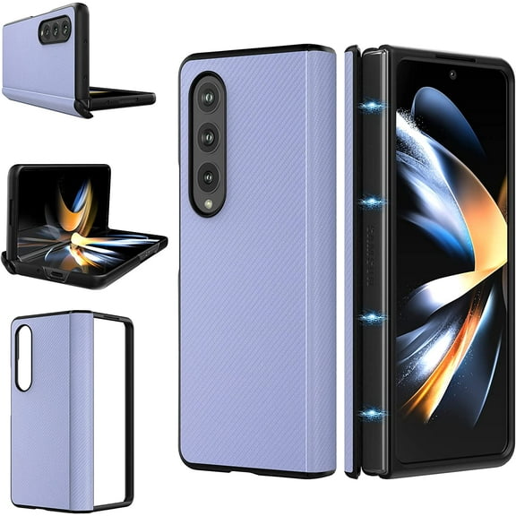 Case for Samsung Galaxy Z Fold 4 (2022) Magnetic Hinge Cover Protection, Slim Fit Hard PC + PU Protective Phone Case for Galaxy Z Fold4 5G - Lavender