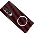 thumbnail image 1 of Case for Samsung Galaxy Z Fold 4 5G Case Compatible with MagSafe Charger Carbon Fiber Minimalist Style Slim Fit Anti-Scratch Shockproof Cover, Red, 1 of 8