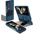 thumbnail image 1 of Case for Samsung Galaxy Z Fold 4, [Adjustable Bracket] Shockproof PC Shell with Lens Protection Cell Phone Cover, Blue, 1 of 16