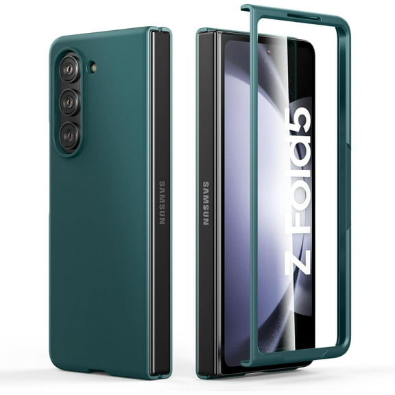 Case for Samsung Galaxy Z Fold 5 (2023) with Cover Screen Protector, Thin Hard PC Phone Case for Galaxy Z Fold5 - Green