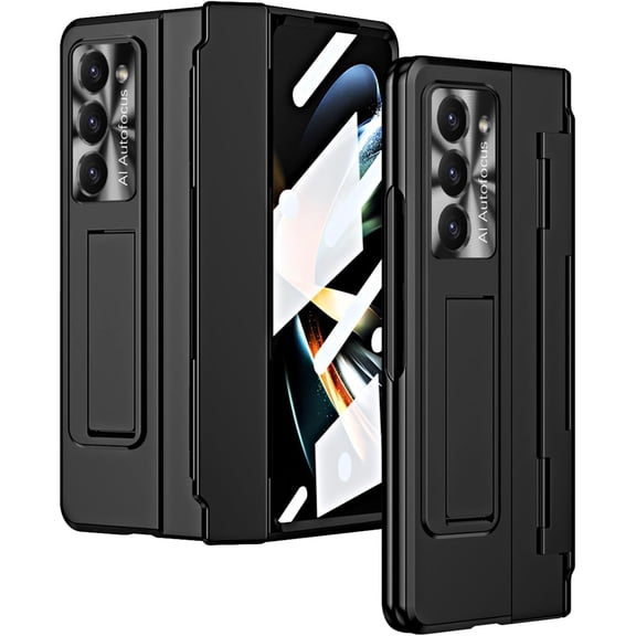 Case for Samsung Galaxy Z Fold 6 2024, One-piece Housing Z Fold 6 Case with Kickstand and Screen Protector, Full Protection (Black)