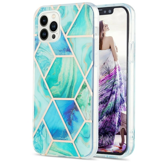 Case for Samsung M11 Shiny Geometric Marble Design Clear Bumper Glossy Case with Camera Screen Protection Anti-Fingerprint Skid Resistant