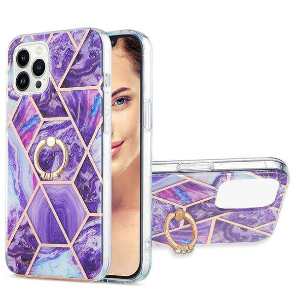 Case for Samsung S20 Lite 360 Degree Rotating Bracket Sparkling Marble Ring Case Anti-Fingerprint Skid Resistant Shockproof Protective Phone Cover