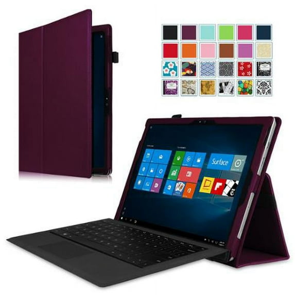 Case for Surface Pro 7 / Pro 6 - Premium Leather Folio Cover with Stylus Holder, Microsoft Surface Pro 5 / Pro 4 / Pro 3