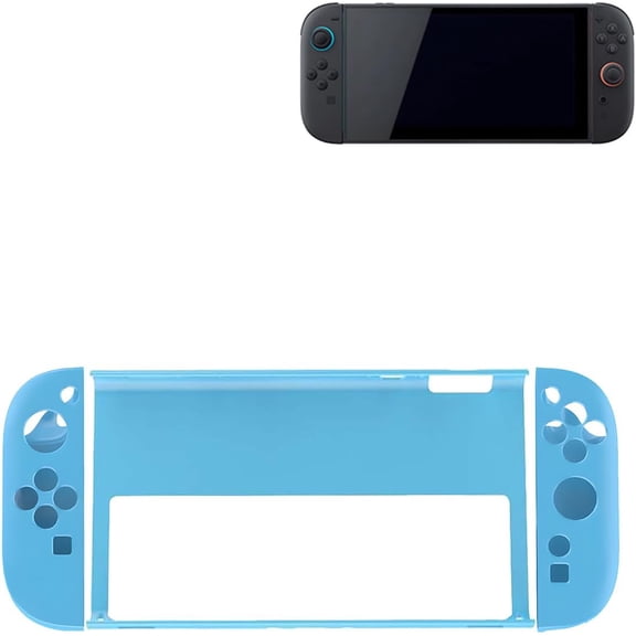Case for Switch 2,Separable design of body and handle,Thin Slim Lightweight Scratch Proof Durable Protection Rubber TPU+PC Cover (Transparent Blue).