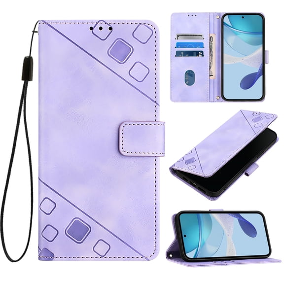Case for T-Mobile Revvl 8 / T Phone 3 Shockproof PU Leather Case with Card Slots Kickstand Magnetic Flip Wallet Protective Phone Cover, Purple