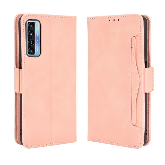 Case for TCL 20 5G/TCL 20S Cover Adjustable Detachable Card Holder Magnetic closure Leather Wallet Case - Pink