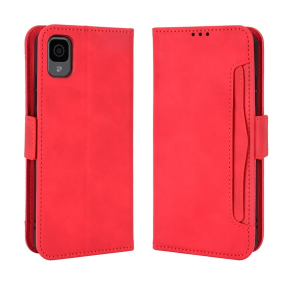 Case for TCL 30Z Cover Adjustable Detachable Card Holder Magnetic closure Leather Wallet Case - Red