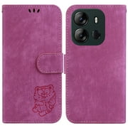 Case for Tecno Pop 7 Pro Embossed Cute Tiger Flip Folio Holder Cover Wallet Case Card Pocket