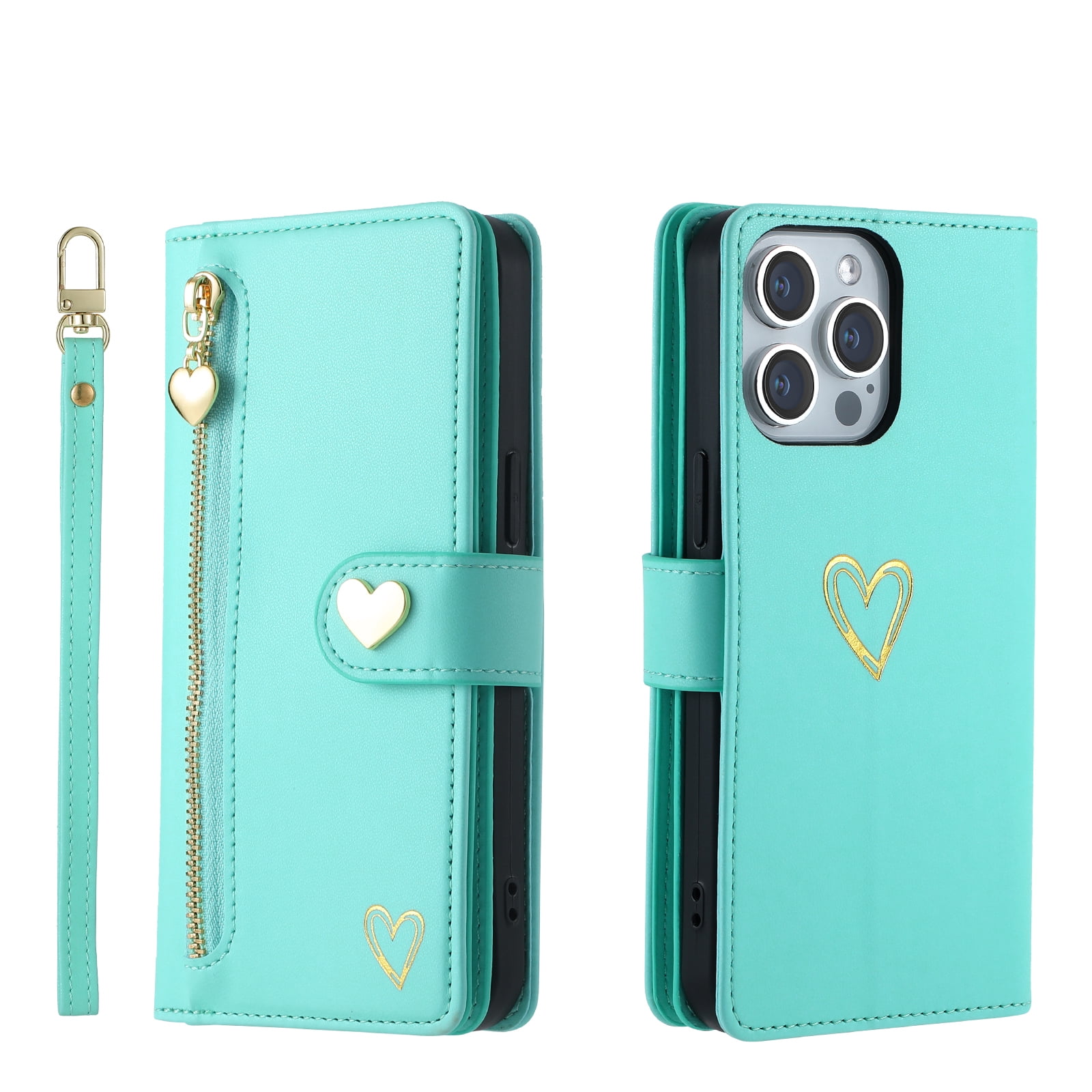 Case for Tecno Spark 5 Pro Wallet phone case with zipper pocket, wrist strap, flip cover and built-in card slots.