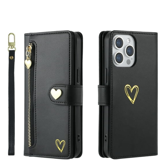 Case for Tecno Spark 8C Wallet phone case with zipper pocket, wrist strap, flip cover and built-in card slots.