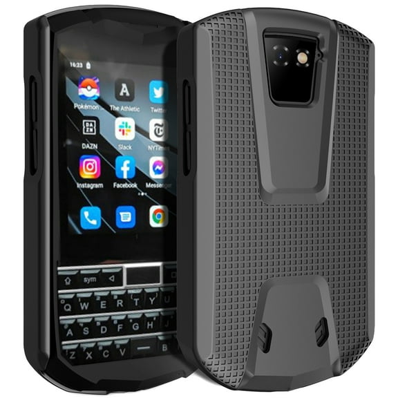 Case for Unihertz Titan Pocket Phone, Nakedcellphone [Grid Texture] Slim Hard Shell Protector Cover - Black