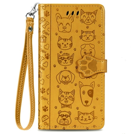 Case for VIVO IQOO 12 5G Cat and dog embossed wallet cover made of PU leather, with 3 card holders and magnetic brackets for flip protection