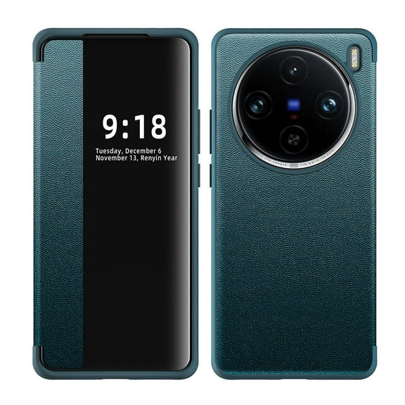 Case for Vivo X100 Pro, Luxury Clear View Window Leather Case, Flip Folio Shockproof Protective Cover