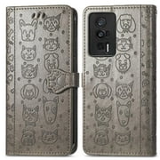 Case for XIAOMI Redmi K60 Pro Cartoon Animals Leather Case Flip Cover Shockproof Short Strap