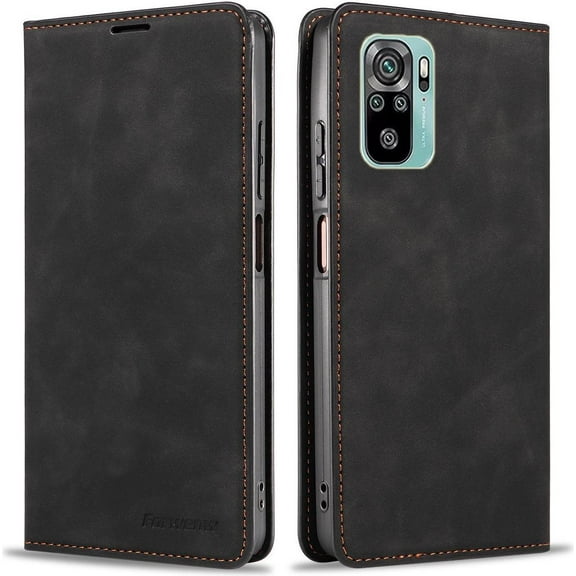 Case for Xiaomi Redmi Note 10 4G (Not fit 5G) / Redmi Note 10S Premium PU Leather Phone Cover with Card Holder Stand, Shockproof Flip Wallet Cover