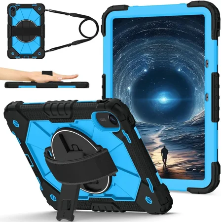 Case for Xiaomi Redmi Pad 2 11 Inch 2025 with Rotating Stand Pencil Holder Hand/Shoulder Strap, Heavy Duty Shockproof Protective Cover