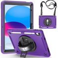 thumbnail image 1 of Case for iPad 10th Generation 10.9 inch 2022, Dual Layer Full Body Tough Rugged Case with 360° Rotatable Kickstand, Hand/Shoulder Strap for iPad 10, 1 of 7