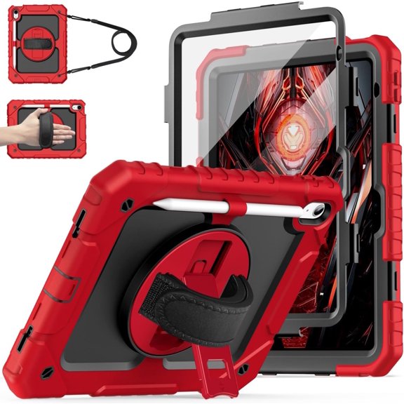Case for iPad 11-inch iPad 10th Generation with Screen Protector, 11th Case with 360 Degree Rotating Stand/Shoulder Strap
