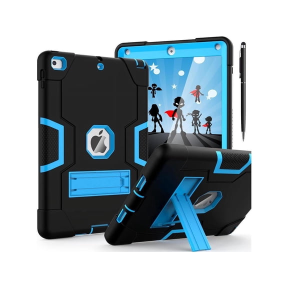Case for iPad 6th/5th Generation 9.7 inch 2018 2017 with Kickstand, Hybrid Shockproof Protective Cover with Stylus Pen