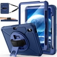 thumbnail image 1 of Lmcpa Case for iPad (A16) 11th Generation 11 inch 2025, iPad 10th Generation 10.9 inch 2022 with Pencil Holder, Shockproof Cover with Screen Protector/360° Rotate Hand Strap/Stand, Blue, 1 of 7