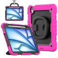 thumbnail image 1 of Case for iPad Air 11 inch M3 2025/M2 2024 (7th/6th Gen), 360 Rotating Stand Handle Pencil Holder Shoulder Strap Heavy Duty Shockproof Cover, Rose, 1 of 7