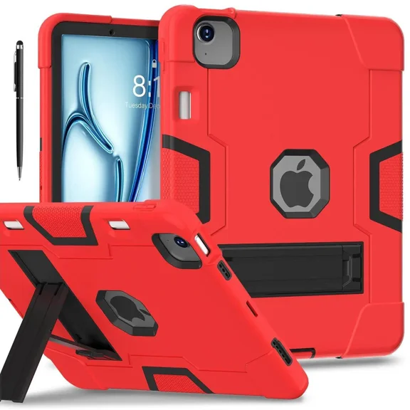 Case for iPad Air 11 inch M3 2025 / iPad Air 11 M2 2024 with Pencil Holder Heavy Duty Rugged Protective Cover with Kickstand Stylus Pen