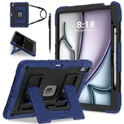Case for iPad Air 13 Inch 2026 M4 2025 M3 2025 M2 2024, Military Grade Shockproof Cover with Pencil Holder Stand Shoulder Strap