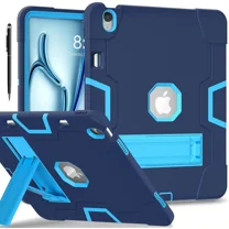 Case for iPad Air 13 Inch M3 2025 / M2 2024 with Pencil Holder Heavy Duty Rugged Protective Cover with Kickstand Stylus Pen