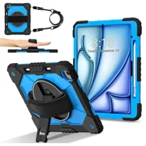 Case for iPad Air 13 Inch M3/M2 2025/2024 with Rotating Stand Pencil Holder Hand/Shoulder Strap, Heavy Duty Shockproof Protective Cover