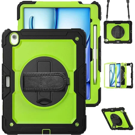 Case for iPad Air 13 inch M4 2026 / M3 2025 / M2 2024 with Built-in Screen Protector, 360° Rotating Stand, Adjustable Shoulder Strap, Pencil Holder