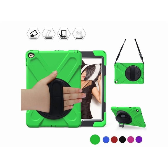 Case for iPad Air 2 9.7 Inch 2014 Case Model A1566 A1567 with Stand Strap | Heavy Duty Rugged Rubber Protective Cover for iPad Air 2nd Generation