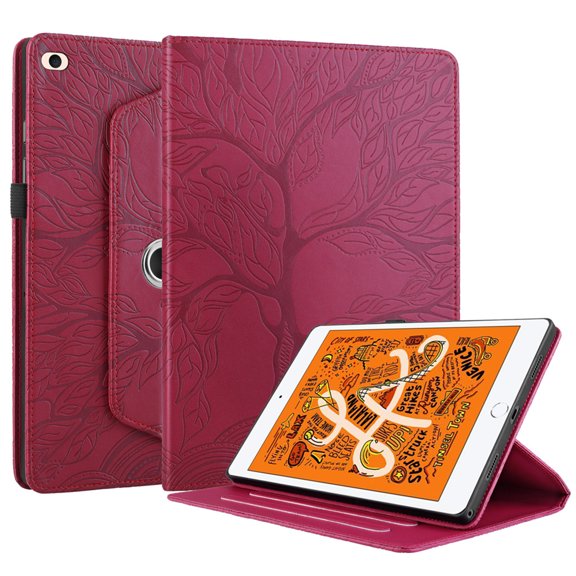 Case for iPad Mini 5 4 3 2 1 7.9 Inch, Shockproof Cover 360 Rotating Stand, Auto Wake Sleep, Red