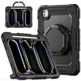 thumbnail image 1 of Case for iPad Pro 11 inch M4 2024/ M5 2025, 360 Rotating Stand Handle Shoulder Strap Heavy Duty Shockproof Cover, Black, 1 of 7