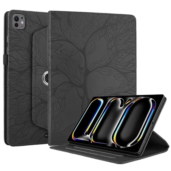 Case for iPad Pro 13 inch (M4) 2024, Rotating Shockproof Stand Folio Cover, Black