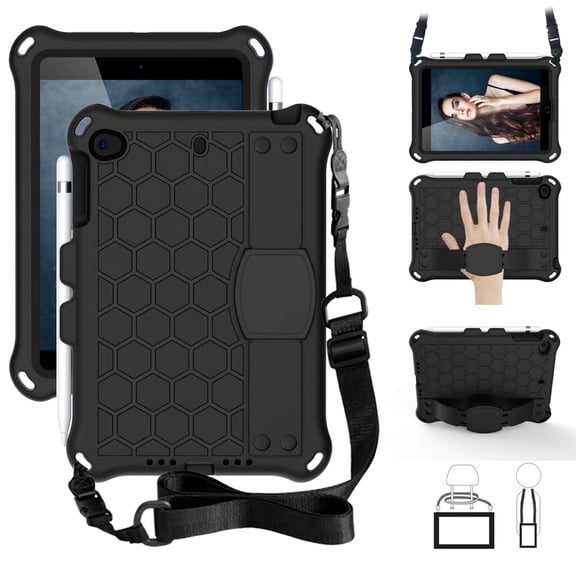 EVA Case For iPad Mini 1/2/3/4/5 7.9 inch Portable Shockproof Stand Cover with Hand/Shoulder Strap & Pencil Holder