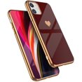 thumbnail image 1 of Case for iPhone 11 6.1 Inch, Soft Silicone TPU Slim Case Electroplated Heart Phone Case Simple Luxury Shockproof Protective Case -Red Heart, 1 of 15