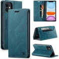 thumbnail image 1 of Case for iPhone 11 6.1 inch, Retro Matte Protective Leather Case with RFID Blocking Viewing Stand Magnetic Closure TPU Shell Flip Cover - Blue, 1 of 16