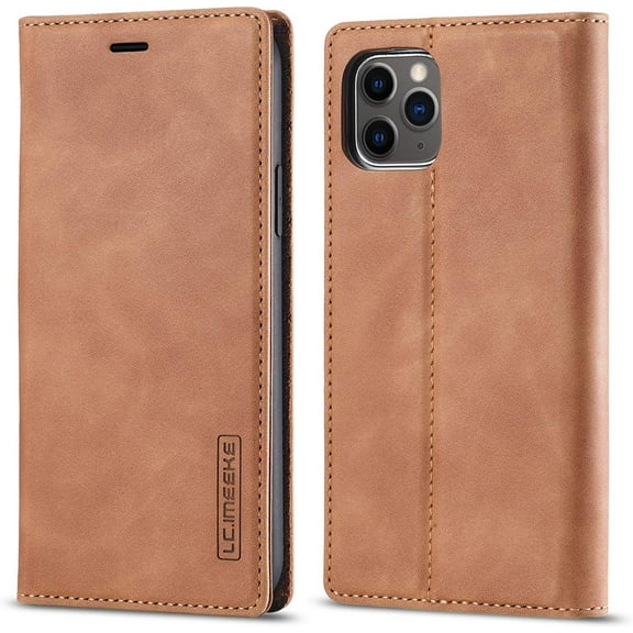 Case for iPhone 11 6.1 inch, Vintage Classic Matte Leather Wallet Case Flip Notebook Style Cover with Magnetic Closure Kickstand Card Slots - Brown