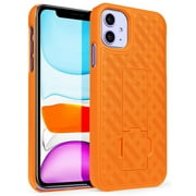 Case for iPhone 11, Nakedcellphone [Bright Orange] Slim Ribbed Hard Shell Cover [with Kickstand] for Apple iPhone 11 (2019, 6.1 Model)