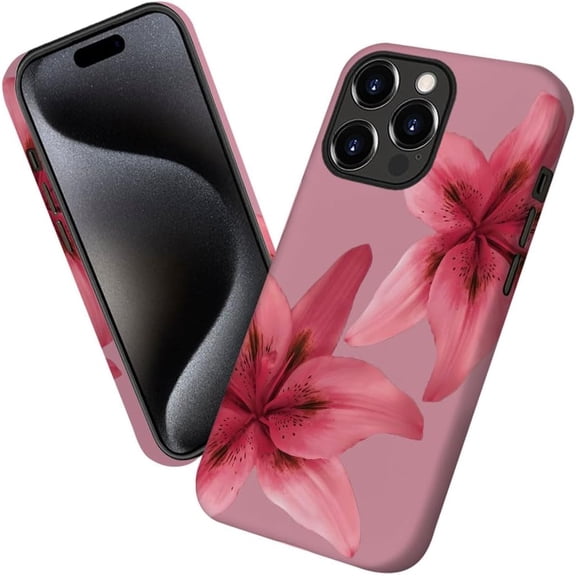 Case for iPhone 11 Pro, Flower Pink Lily Phone Case Military-Grade Drop Protection Cover for Women Girl - Frosted