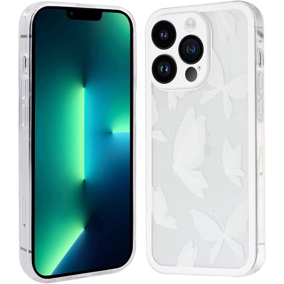 Case for iPhone 11 Pro Max, Unique Cartoon for Girls TPU Bumper Protective Case for iPhone 11 Pro Max (6.5 inch), White Butterflies